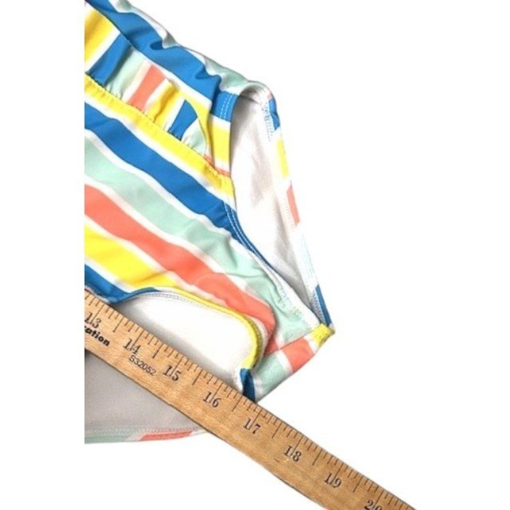 Girls 4T Striped Ruffle One Piece Swimsuit Bathing Suit Beach Pool Splash Summer - Picture 5 of 11